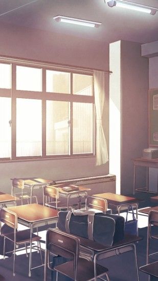 Anime Classroom, Sunlight, Chairs, Scenic