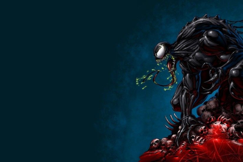 venom venom monster english dark background spider-man comics toothy  symbiote skull skeletons