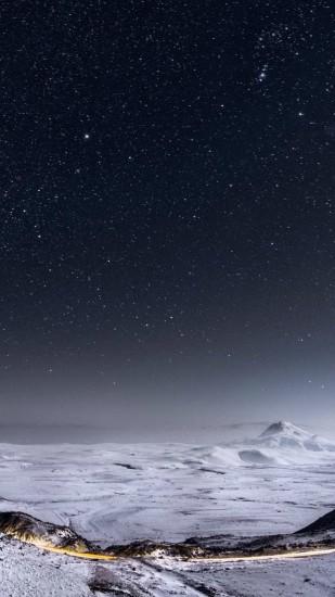 7962 17: Night Stars Mountain Range Winter Landscape iPhone 7 wallpaper