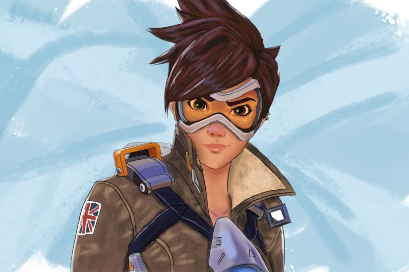 Preview wallpaper overwatch, blizzard, tracer, art, girl, goggles 1920x1080