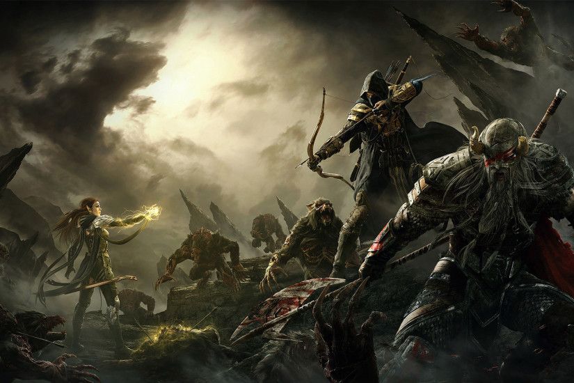 Elder Scrolls V Skyrim Warriors Archer Men Monster Armor Game Fantasy  battle magic wallpaper background | Video Games | Pinterest | Armor games,  ...