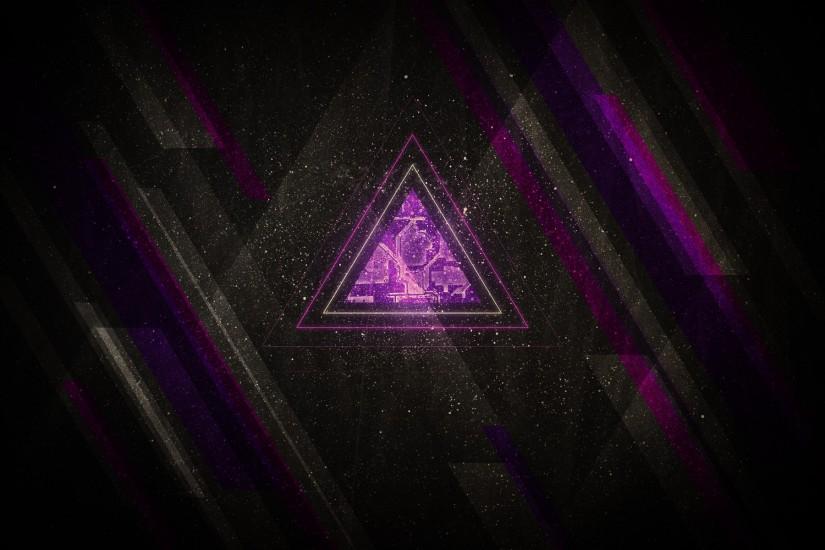 Minimalistic computers purple sparkles lines triangle stripes wallpaper