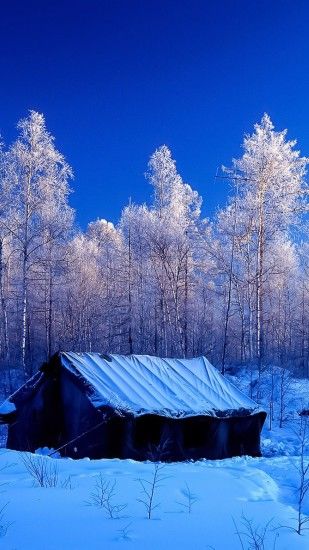 Snow Forest Tent Winter Nature Android Wallpaper ...