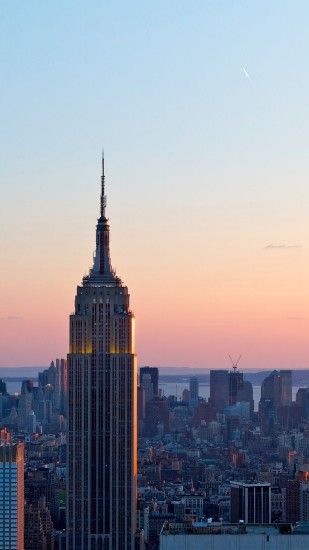 dusk new york skyline city iphone 7 wallpaper