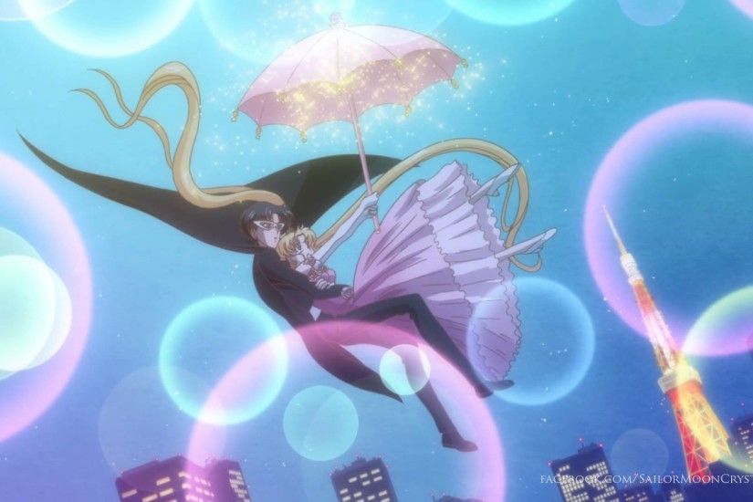 Mamoru and Usagi Floating on a Parasol – Sailor Moon Crystal