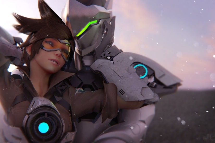 2100x1291 - tracer, genji, couple, overwatch, romance # original  resolution. tracer wallpapers ...