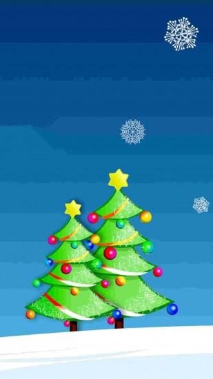 snowflakes 2014 Christmas tree iPhone 6 plus wallpaper - cartoon