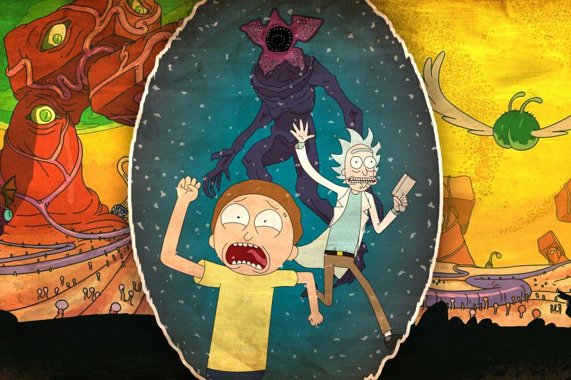 Rick and Morty Stranger Things 4k Wallpaper