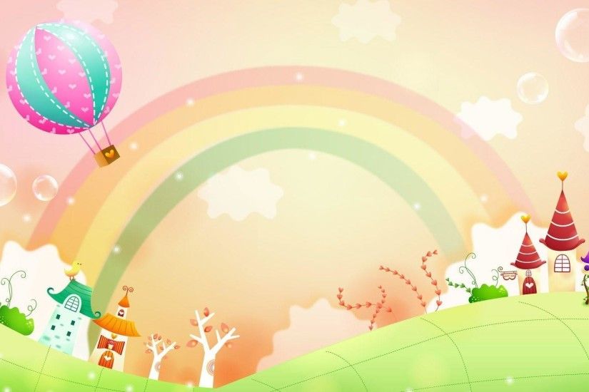 Rainbow over small town wallpaper Wide or HD | Vector Wallpapers