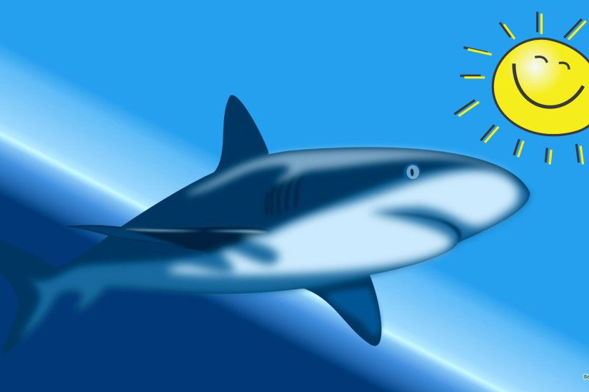 HD wallpaper with a shark and sun