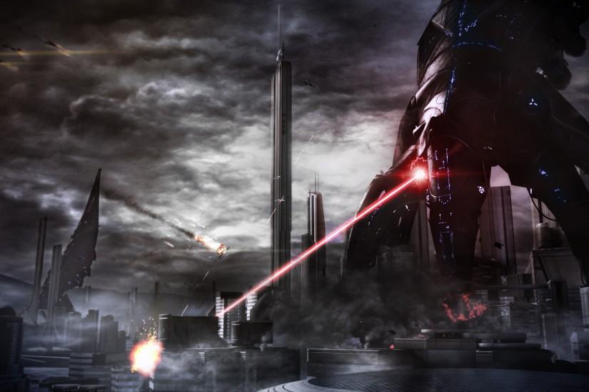 Mass Effect Reaper Laser sci-fi battle mecha weapons cities wallpaper .