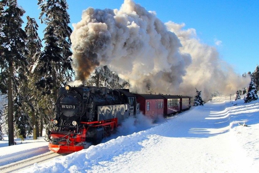 train, Snow, Steam locomotive
