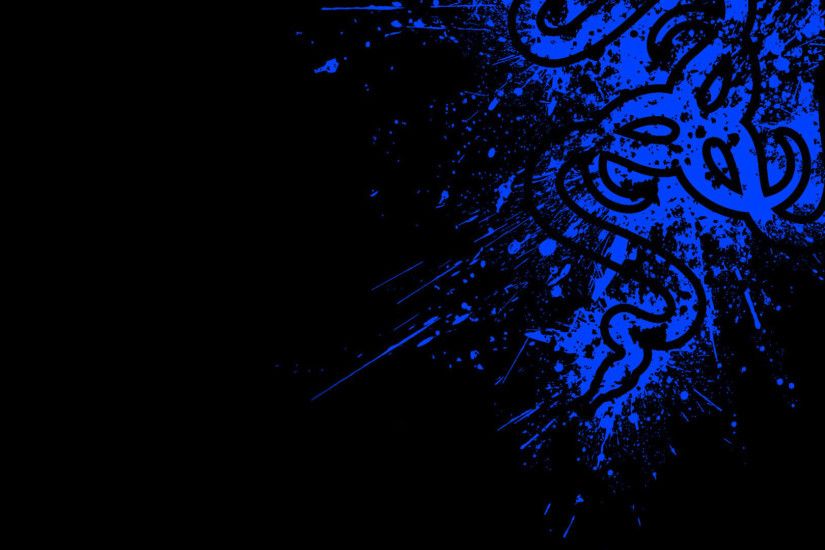 razer blue logo black background hd