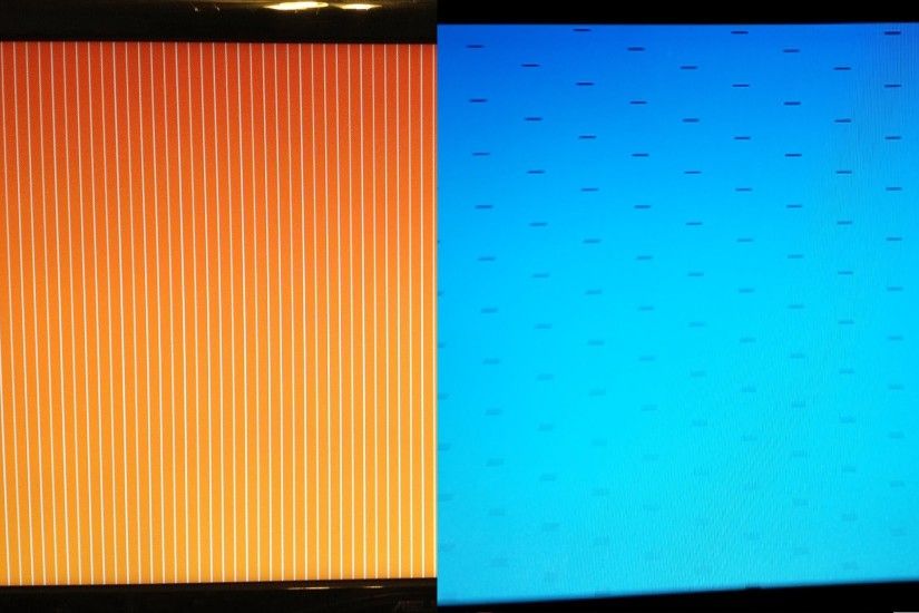 How to fix orange screen with vertical white stripes and blue screen with  horizontal lines