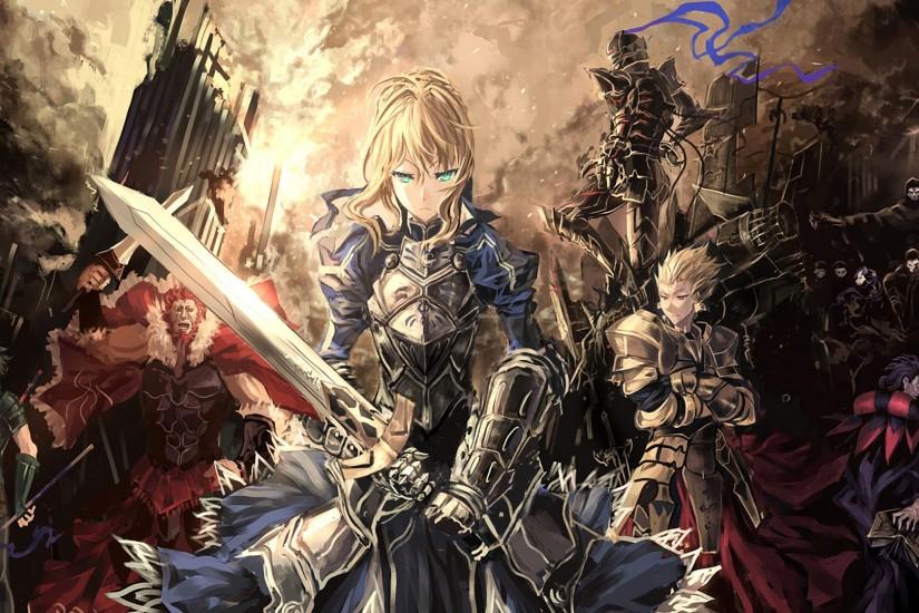 Fate Zero saber lancer caster rider berserker archer assassin servants  armor weapons city wallpaper