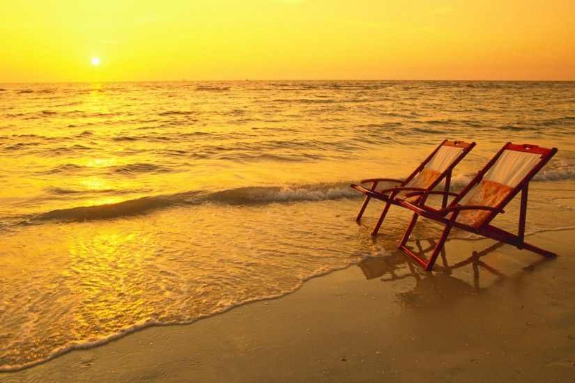Beach Chair Sunset Images For Desktop HD Desktop Wallpaper, Background Image