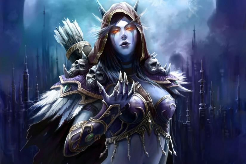 Armor Arrows Artwork Dark Elves Moon Skulls Sylvanas Windrunner Video Games  World Of Warcraft Wallpaper ...