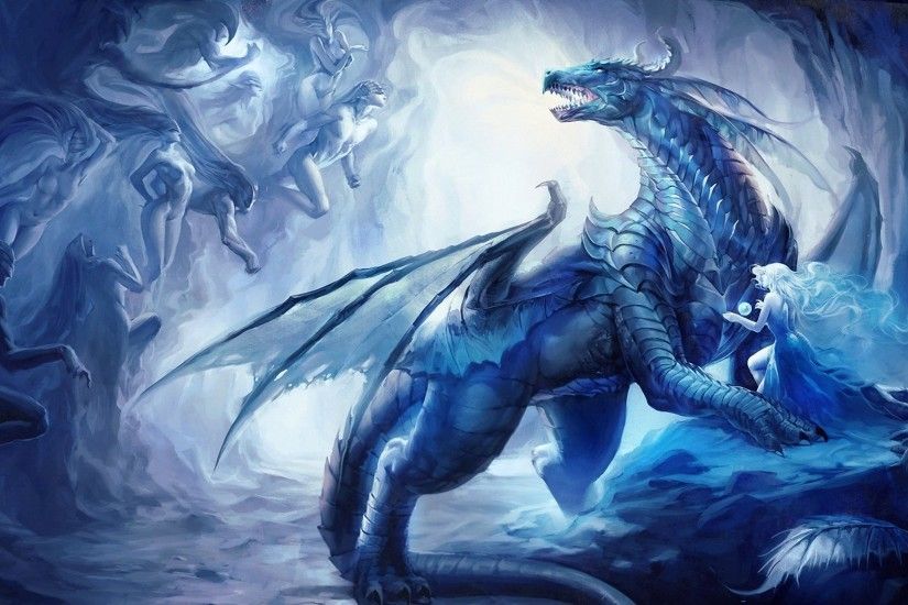 Fantasy Ice Dragons Free Wallpaper