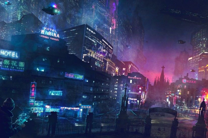 1920x1080 - sci-fi, futuristic city, neon lights, skyscrapers, buildings #