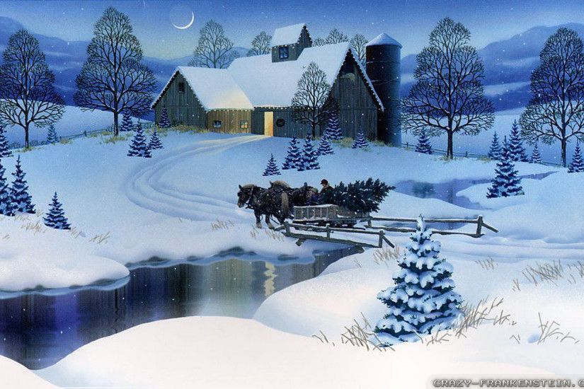 Wallpaper: Village scene winter Christmas wallpapers. Resolution: 1024x768  | 1280x1024 | 1600x1200. Widescreen Res: 1440x900 | 1680x1050 | 1920x1200