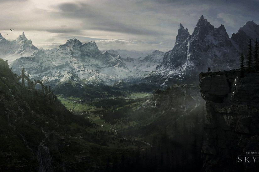 Video Game - The Elder Scrolls V: Skyrim Mountain The Elder Scrolls Skyrim  Forest Waterfall