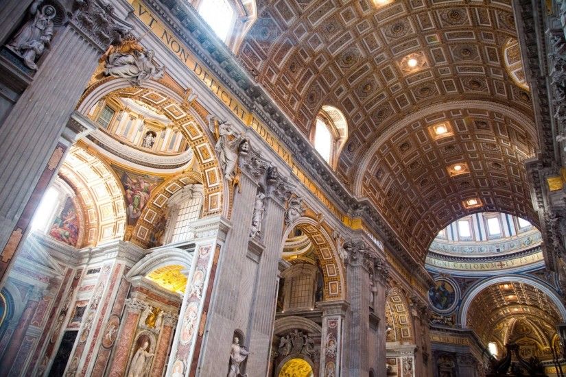 vatican city st. peter's basilica nave column painting