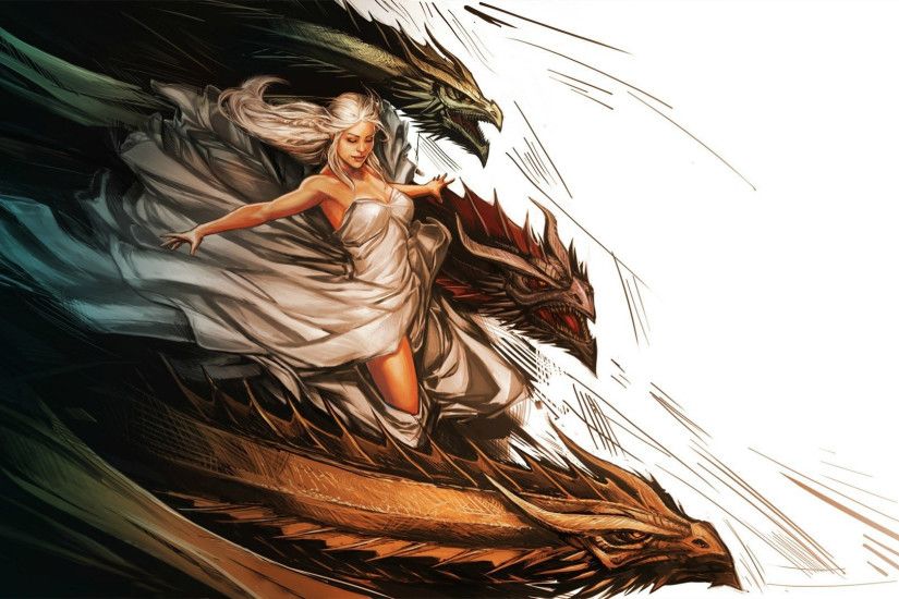 daenerys-targaryen-and-her-dragons-artistic-hd-wallpaper-