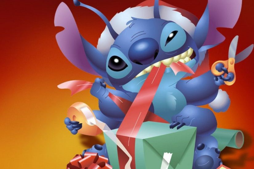 1920x1080 Wallpaper new year, christmas, gift, stich
