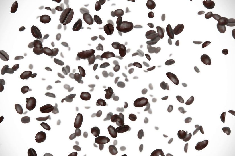 Coffee beans flow 3d animation on white background with alpha channel.  Motion Background - VideoBlocks