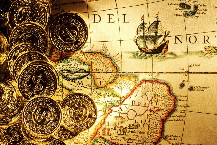 Bullion Gold coins money dollars ingots fantasy pirate maps ships detail  paper islands land ocean sea sail direction shine world color degrees  wallpaper ...
