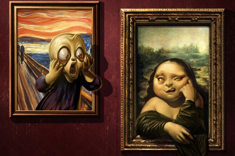 Humor - Painting Mona Lisa Da Vinci Funny Wallpaper