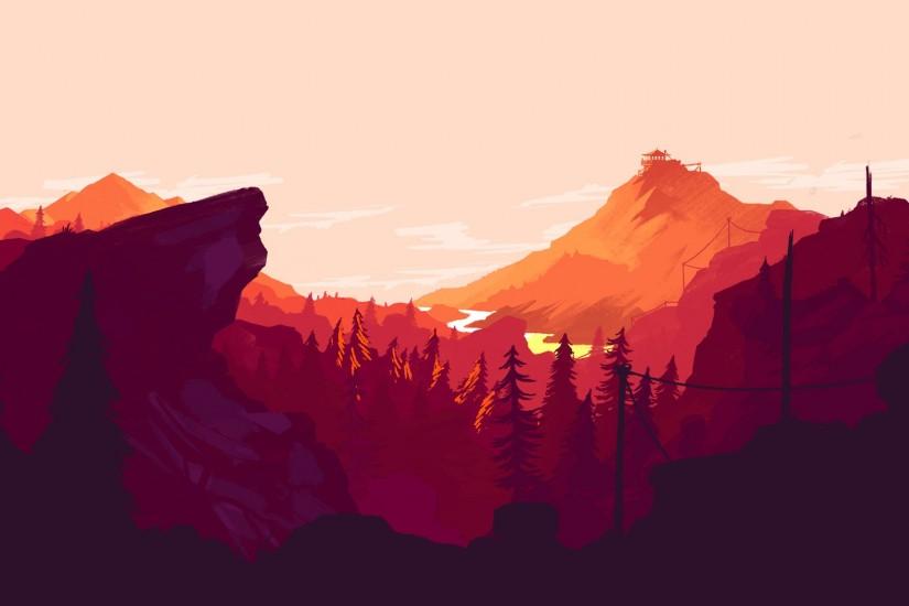 I made some dual and single monitor Firewatch wallpapers for different  times of the day
