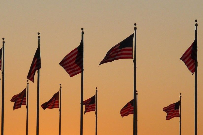 Flags at Sunset I