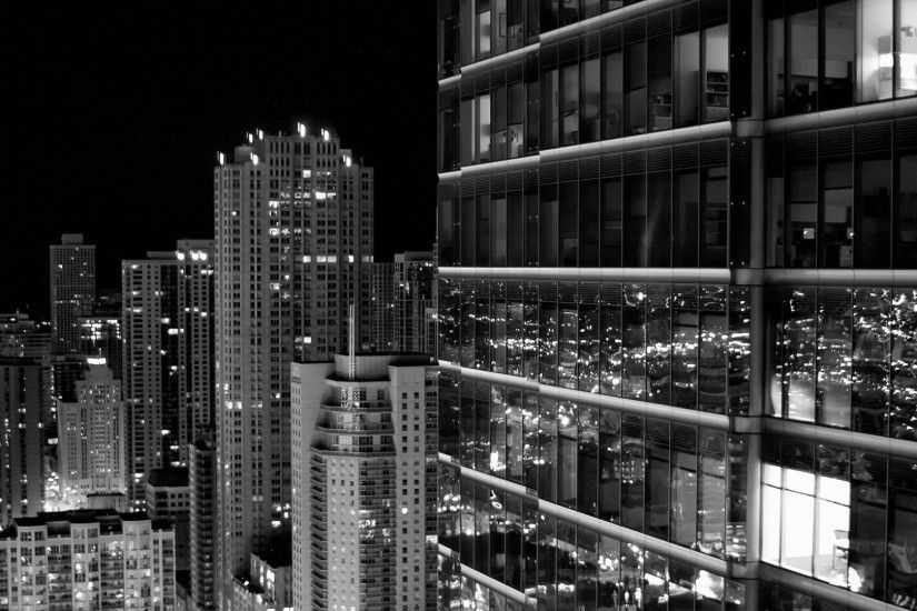 3840x2160 Wallpaper skyscraper, city, black white