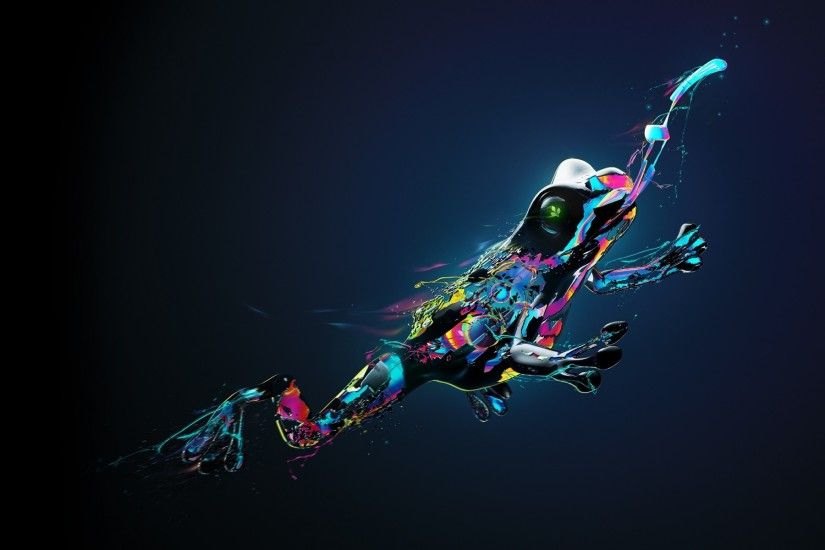 frog, Desktopography, Digital Art, Paint Splatter, Colorful Wallpaper HD