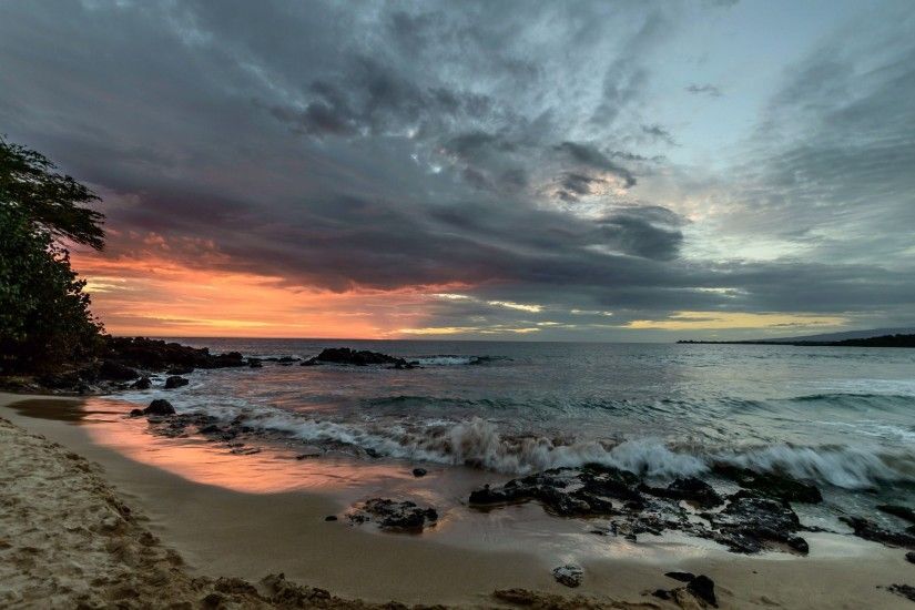 Hapuna Beach Hawaii Sunset wallpapers and stock photos