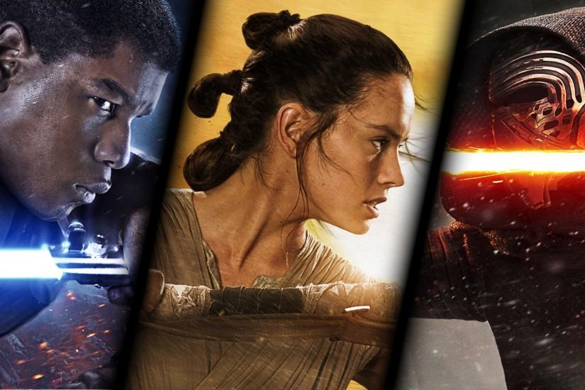 Finn, Rey and Kylo Ren in Star Wars: The Force Awakens wallpaper