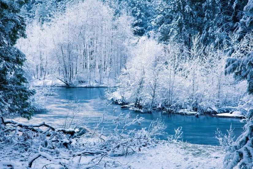 winter, river, snow