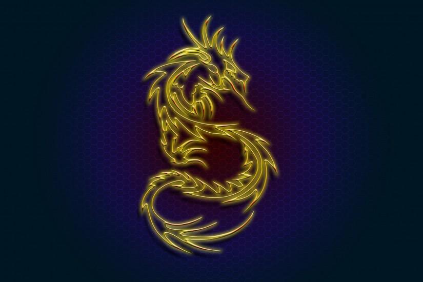 General 2560x1440 dragon gold blue background artwork