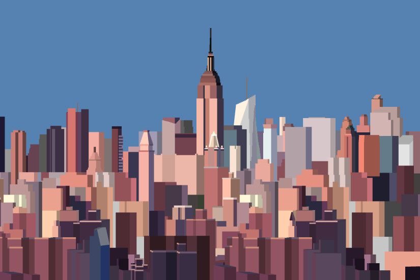 8 Bit New York Skyline Wallpaper by CurtisBell
