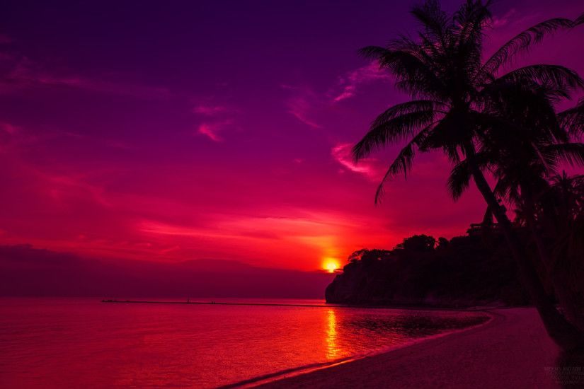 Thailand Beach Sunset Background