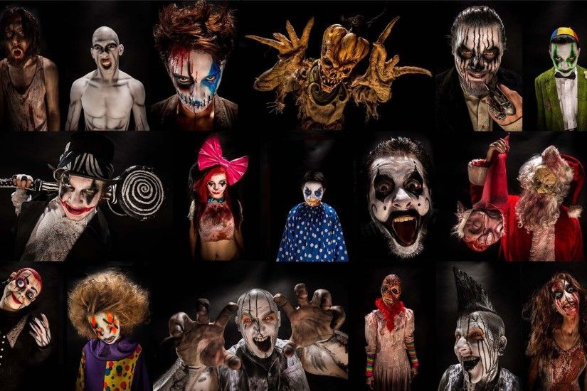 2100x1307 Holiday - Halloween Holiday Collage Scary Evil Creepy Clown  Wallpaper