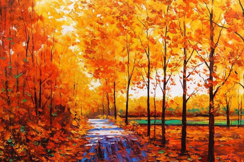 trees,art, nature, forest, sidewalk, oil, color, fall, artisticcool, mac  wallpaper, background images, autumn, leaves, seasons, windows wallpaper,  landscape ...