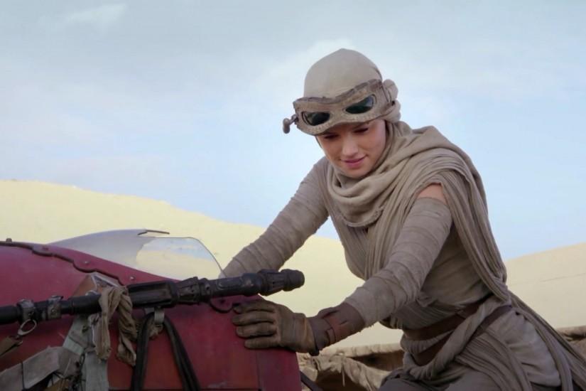 Rey riding her Speeder - Star Wars 7: The Force Awakens 1920x1080 wallpaper