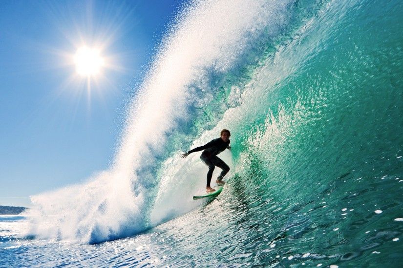 Preview wallpaper surfing, wave, sun, sky 3840x2160