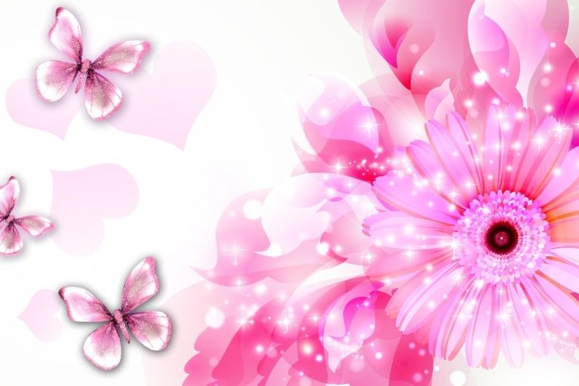 Pinks Gerberas Hearts Butterfly Abstract Shine Pink Summer Butterafly Daisy  Butterflies Daisies Sparkle Spring Flowers Flower Wallpaper Iphone Detail