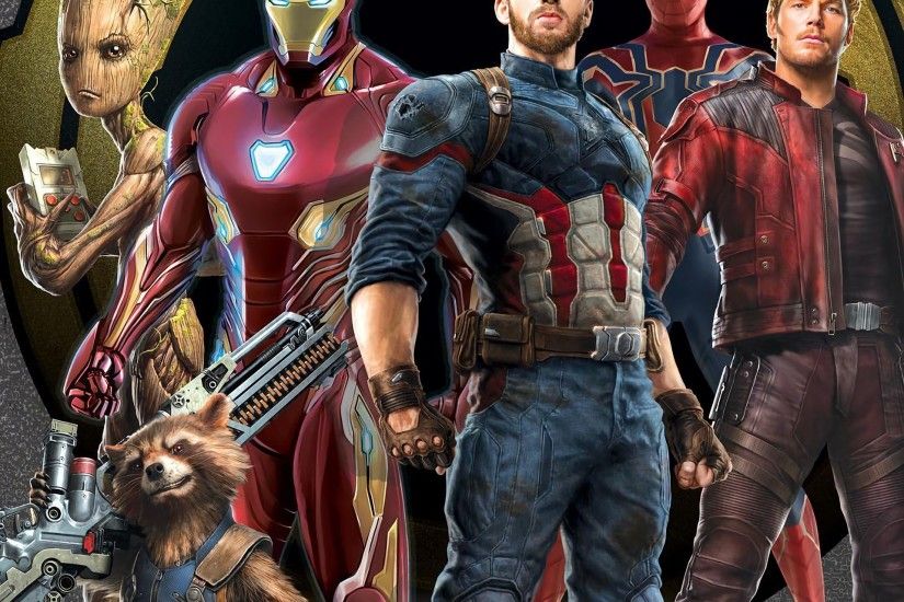 Avengers infinity war captain america groot iron man rocket raccoon spider  man star lord hd wallpaper