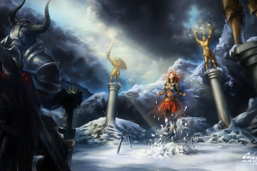 Diablo Iii Barbarian Diablo Iii Fan Art Snow Horns Armor Sword Wallpaper