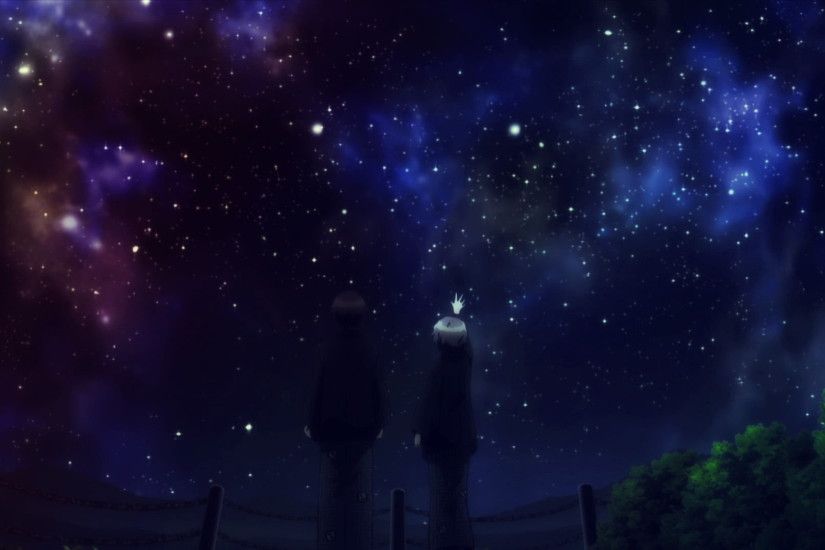 two person standing on grass anime characters, Nagato Yuki, The Melancholy  of Haruhi Suzumiya