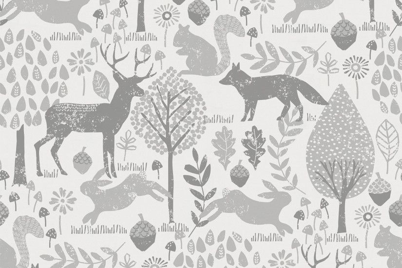 Gray Woodland Animals Fabric by Carousel Designs.